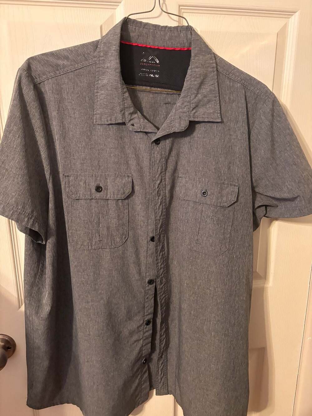 ZeroXposur Travel Series Mens Gray Short Sleeve Button Down Shirt XXL